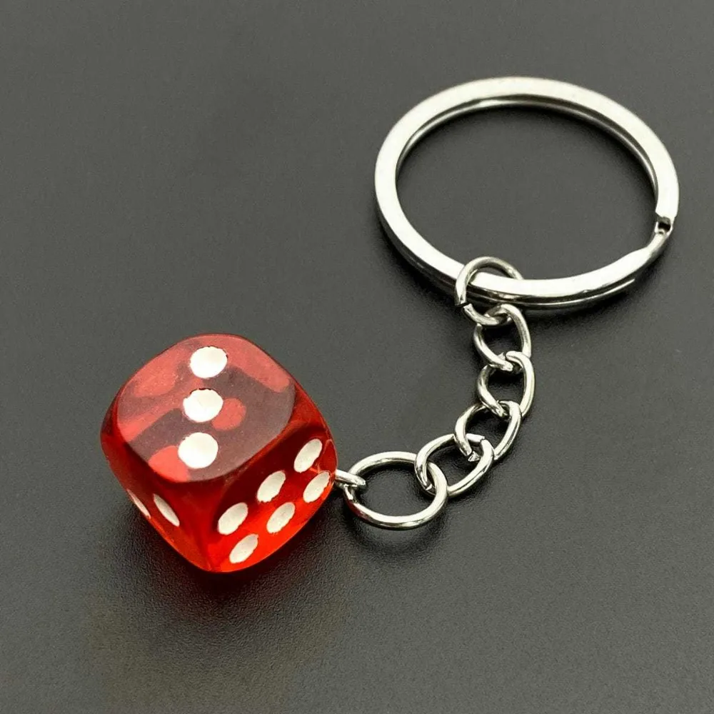 Colorful Transparent 3PCS Dice Keychain Cute Resin Game Dice Charm Backpack Pendant & Gift for Gamers Lovers & Players