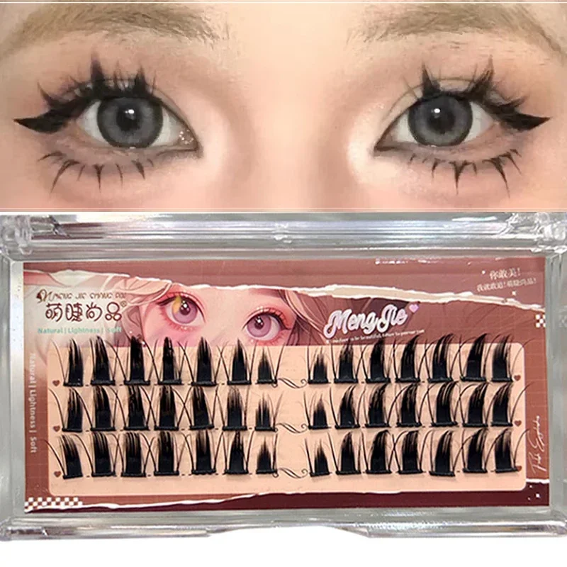 Little Devil ขนตาปลอมร้อนมังงะปลอม Lash หนา Mink ผมโค้งเดี่ยว Cluster Eye Extension เครื่องมือ