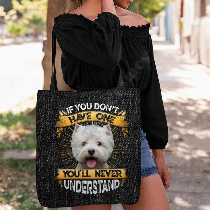 

Have One West Highland White Terrier Tote Bag Handle Storage Shopper Bag Foldable Reusable Tote Multipurpose 14Style dog pattern