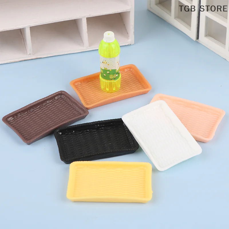 Plato de cena de 6 uds., plato de postre, bandeja de comida, modelo de cocina 1:12, decoración en miniatura para casa de muñecas, accesorios para casa de muñecas de juguete