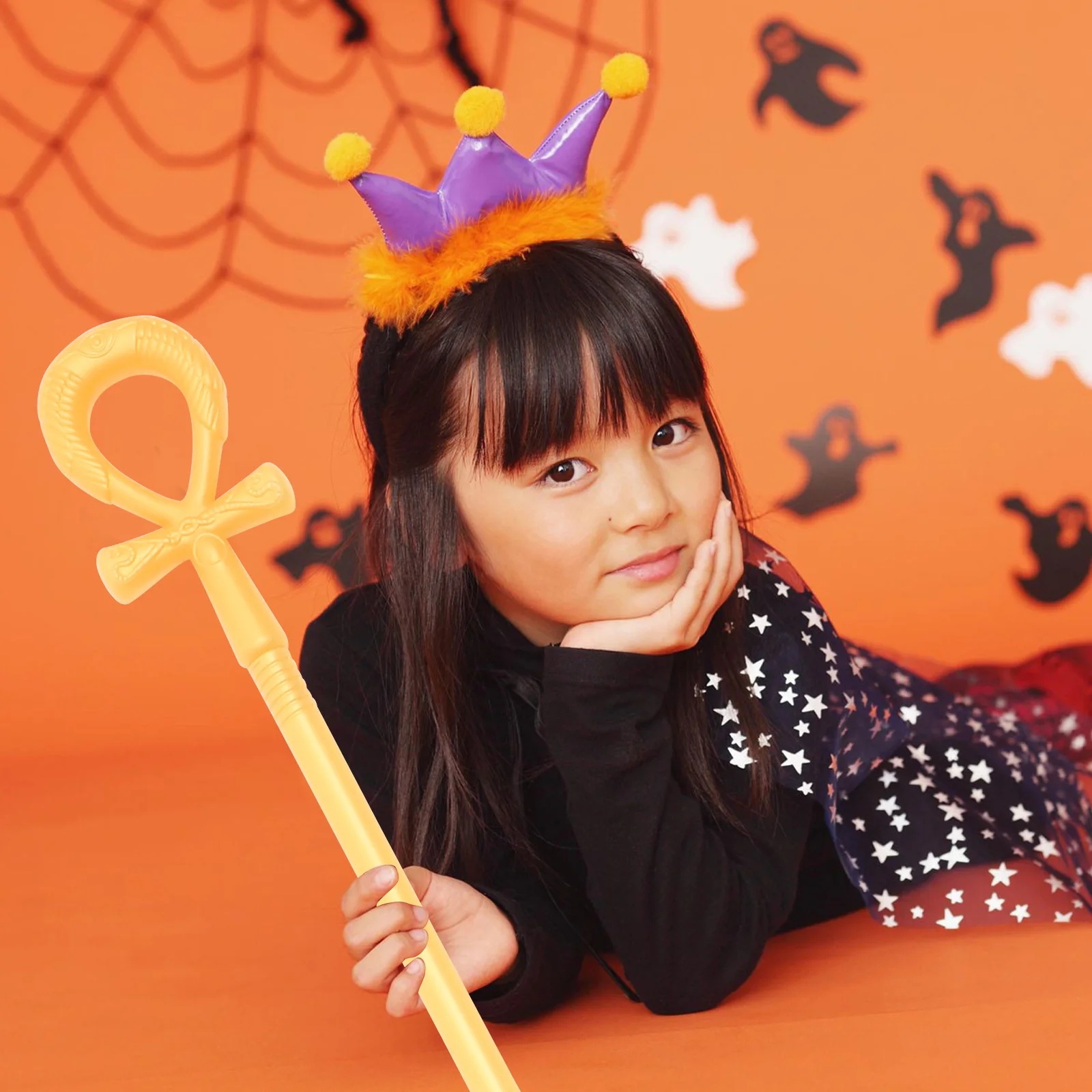 Halloween Cane Prop Pharaoh Scepter for Cosplay Costume Party Masquerade Fancy Dress Decorative Walking Stick Egyptian Theme