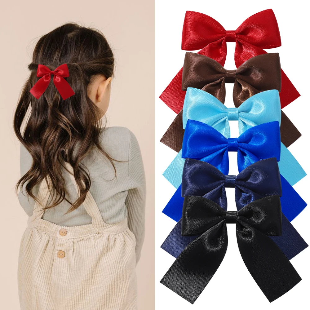 

2pcs Cheer Up Bowknot Hair Clips for Girl Solid Color Ribbon Bows Hairpins Hairgripe Kids Boutique Hair Accessories Wholesale