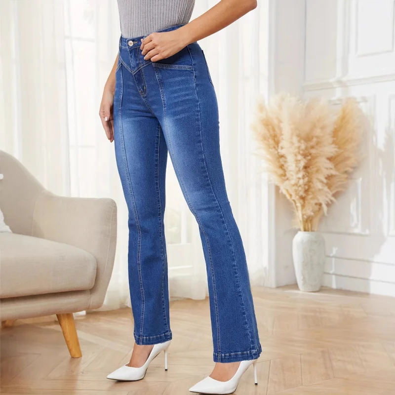 Джинсы Xintang, женские горячие продажи, новые лоскутные элегантные прямые брюки в европейском и американском стиле, эластичные потертые джинсы