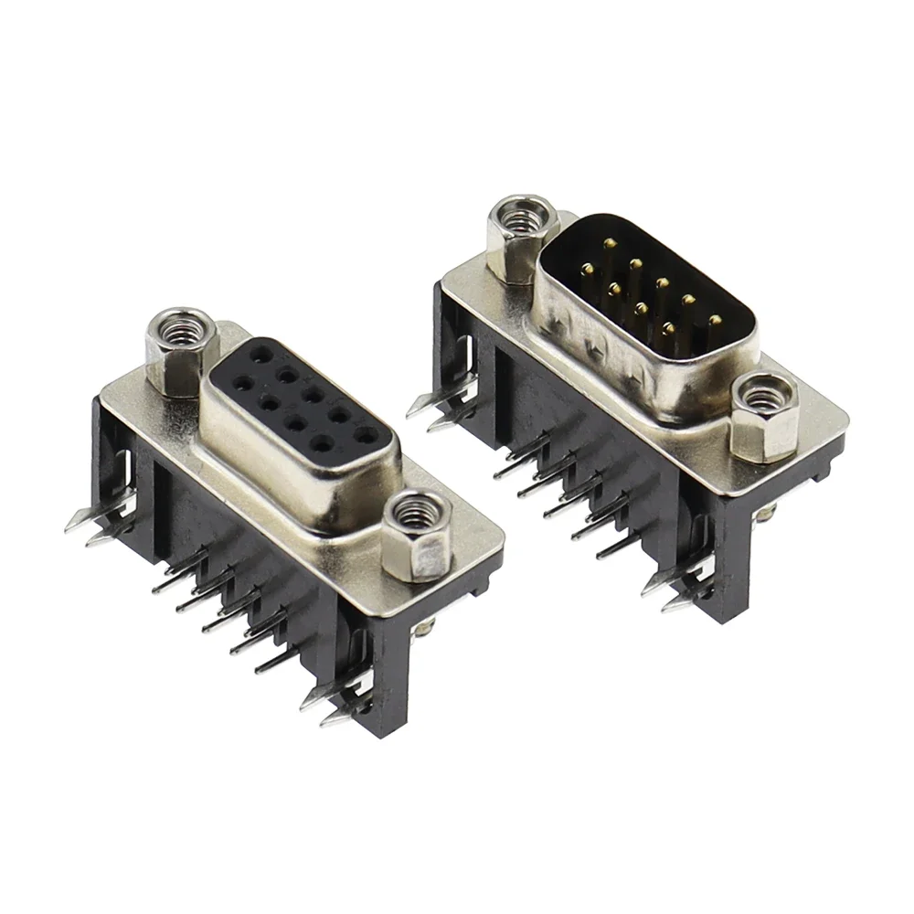 10PCS DB9 Female Male PCB Mount D-Sub 9Pin PCB Connector RS232 Connector 90-degree Bent Needle DR9