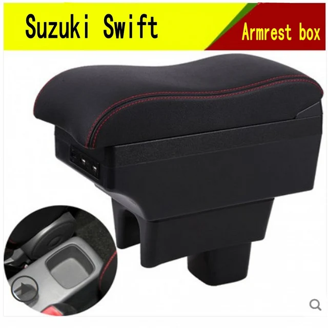 Dla Suzuki Swift Podłokietnik ze schowkiem Podparcie łokcia Konsola środkowa Centralny schowek na zawartość z uchwytem na kubek