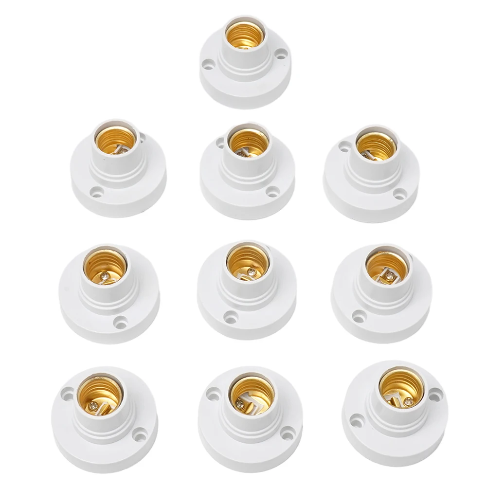 10 E14 Lamp Holders for Edison Screw Socket Mounting with Flat Base Design Compatible with Energy Saving and LED Light Sources