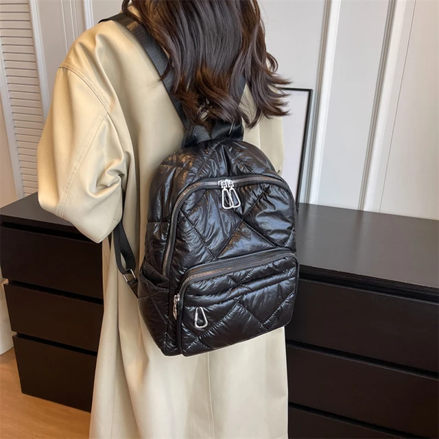 Shopping Rucksack Quilted Embroidered Stadium Handbag Cotton Large capacity Solid Color Multiple Compartments Travel Luggage Bag