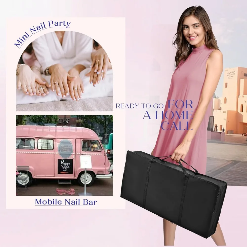 طاولة أظافر محمولة، مكتب مانيكير قابل للطي، محطة تقنية الأظافر، مكتب أظافر احترافي مع درج ومسند للمعصم، مانيكير بعجلات #5