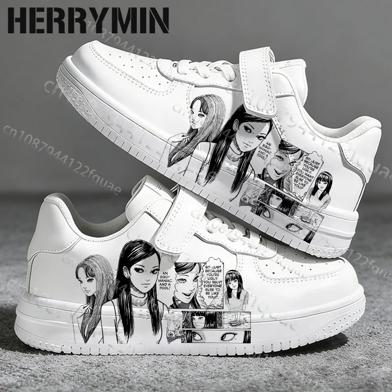 Tênis de sola macia para meninos e meninas, figura de anime Junji Ito, novo modelo, simples, durável, estilo personalizado, com cadarço