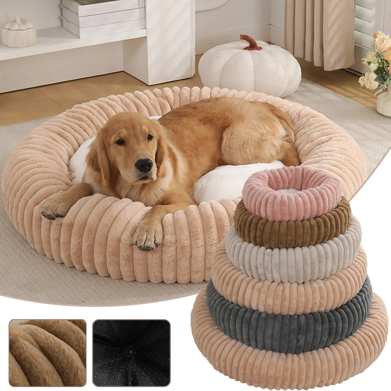 

2025 New Circular Plush Pet Kennel Suitable for All Seasons Warm Washable Comfortable Sleeping Cat Kennel Pet Bed Dog Supplies