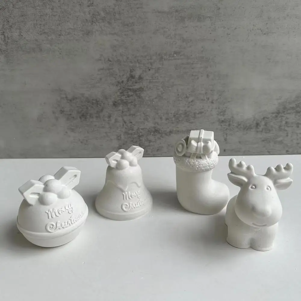 Diy Christmas Socks Elk Bell Candle Making Mold Christmas Silicone Candle Mold Santa Claus Soap Resin Gift Craft Home Decoration