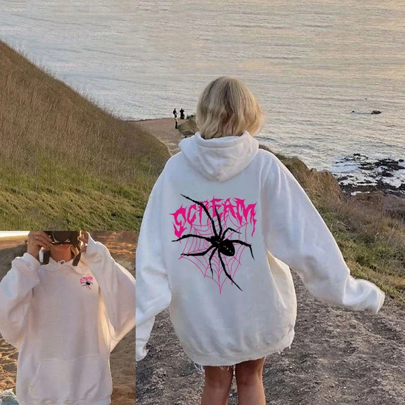 2024 Trendy Popular Spider Printed Hoodies Winter Spring Women Men Comfortable Sweatshirts American Style Harajuku Street Hoody