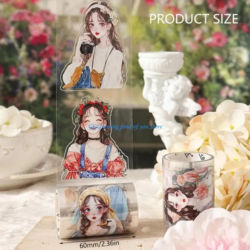 H9EB 4 قطع تسجيلات يومية قابلة لإعادة التدوير لا تتطلب مقصًا بكرات ملصقات زخرفية