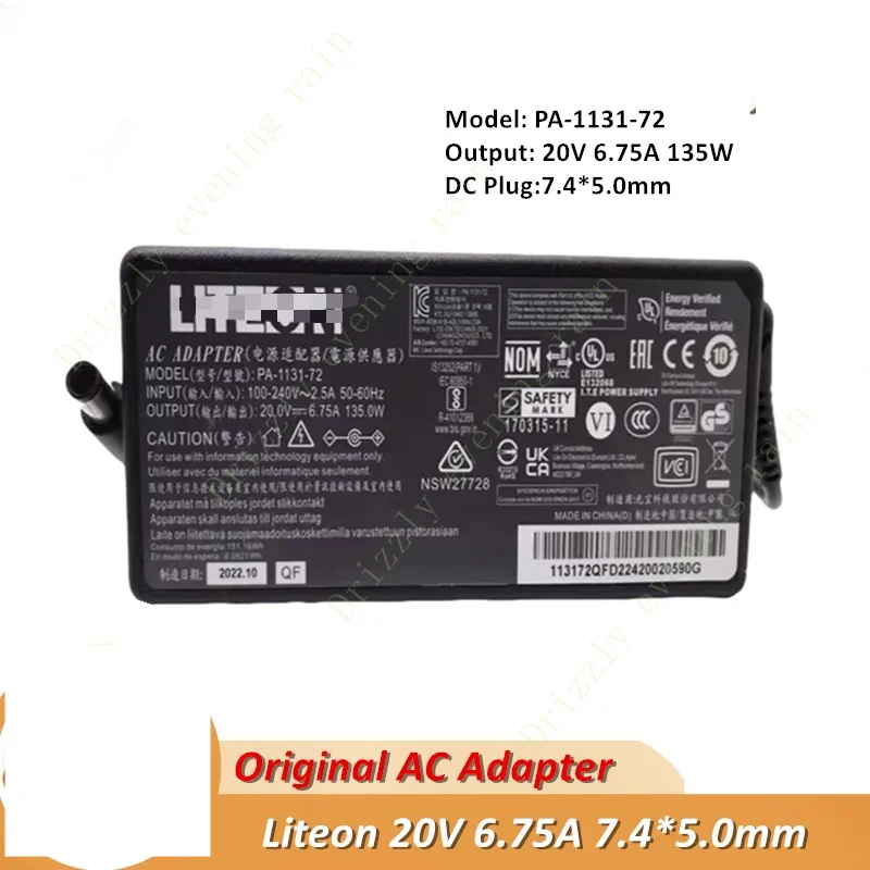 LiteOn PA-1131-72 AC adapter 20V 6.75a 135W charger for Heathrow sd400t dock sd5000t OWC Thunderbolt Dock 4 power supply