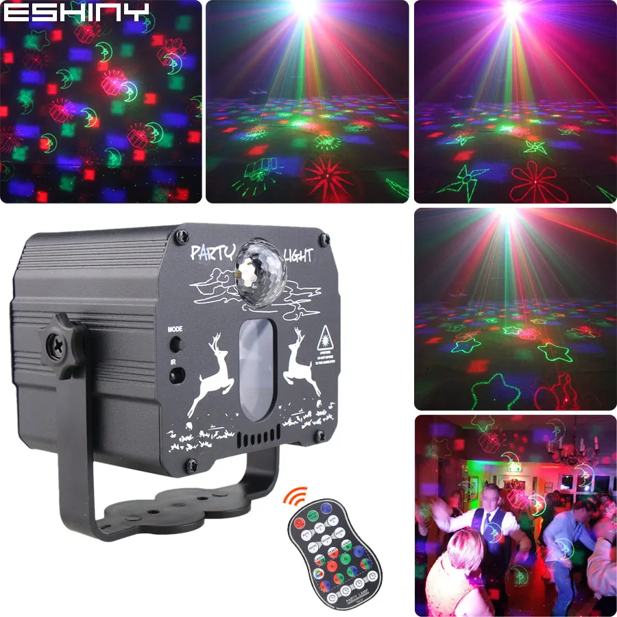 

ESHINY 60 Patterns Battery DJ Disco Light Party R&G Laser Projector RGB LED Magic Ball Bar Dance Room Stage Effect Lamp USB F2N6