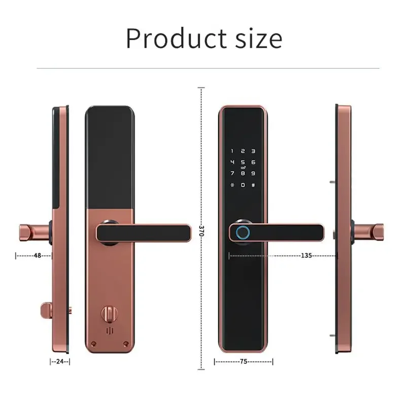 Tuya APP Smart Door Lock Fingerprint IC Cards Password Key WiFi Locks With Touchscreen Keypad Entry Smart Door Locker