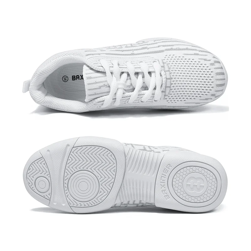 BAXINIER Girls White Breathable and Lightweight Cheer Dance Trainers Perfect for Youth Training and Cheer Competition