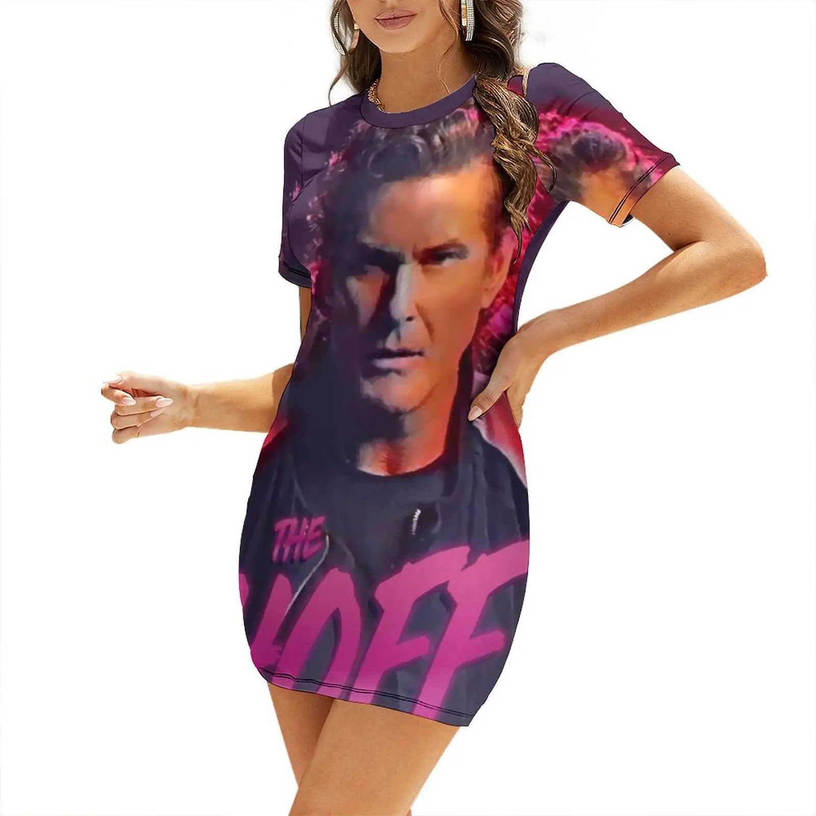 

The Hoff - David Hasselhoff Retro Allover Patten Short Sleeved Dress luxury woman evening dress Dress