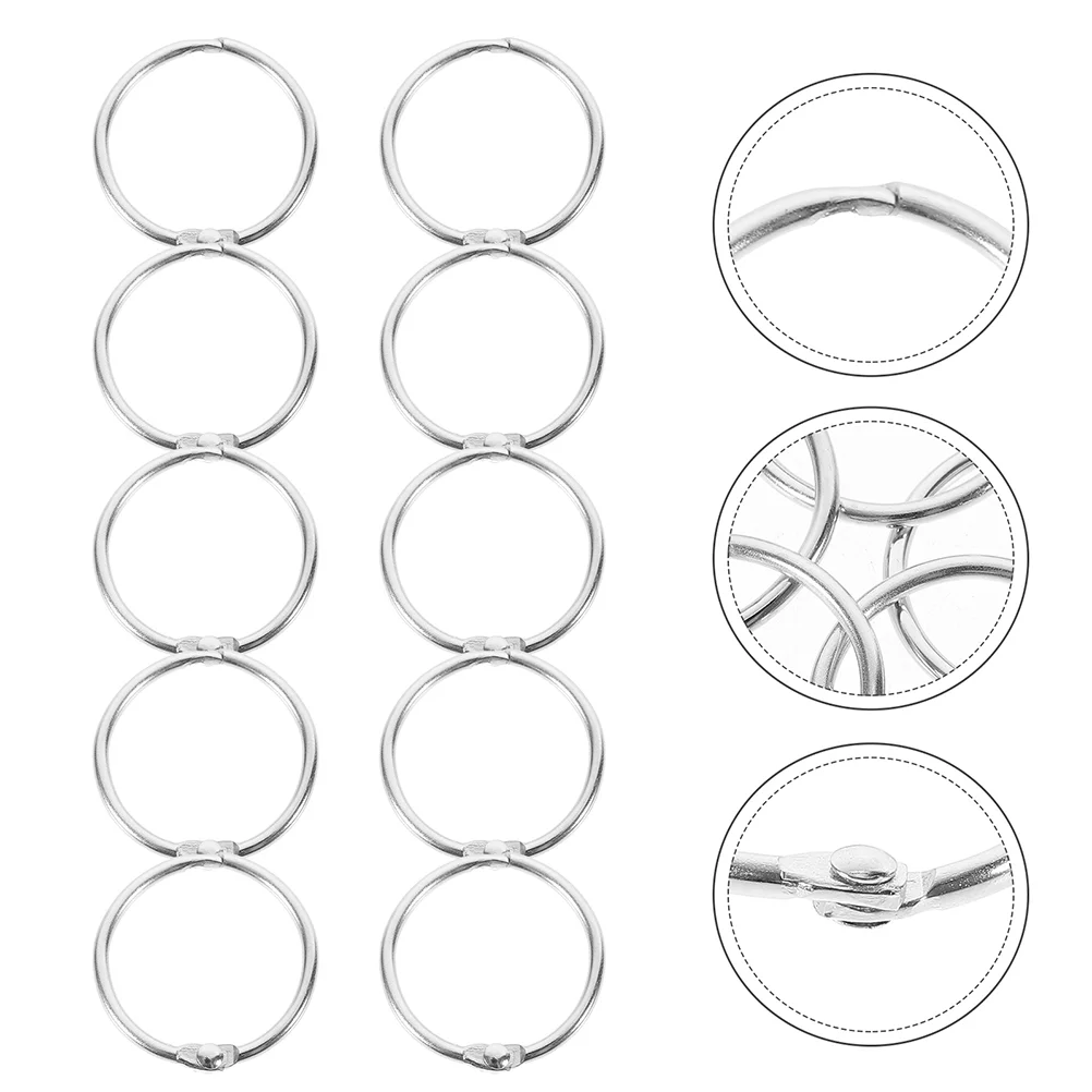 20 Pcs Metal Buckle Ring for Book Binding Rings Clasps Loose Leaf Binder Note Clips Notebook