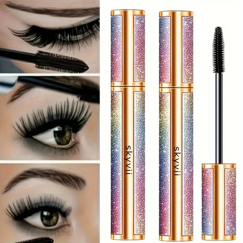 4D Lengthening Waterproof Mascara for Extreme Length & Volume,Black Long Lasting Smudge-proof Eyelash Makeup Cosmetics