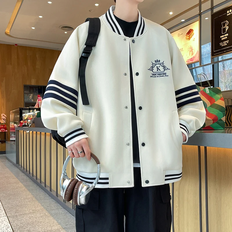

Весенне-осенняя новинка 2026: Свободная повседневная модная бейсбольная куртка для подростков и студентов, из полиэстера, с длинными рукавами, молодежный топ
