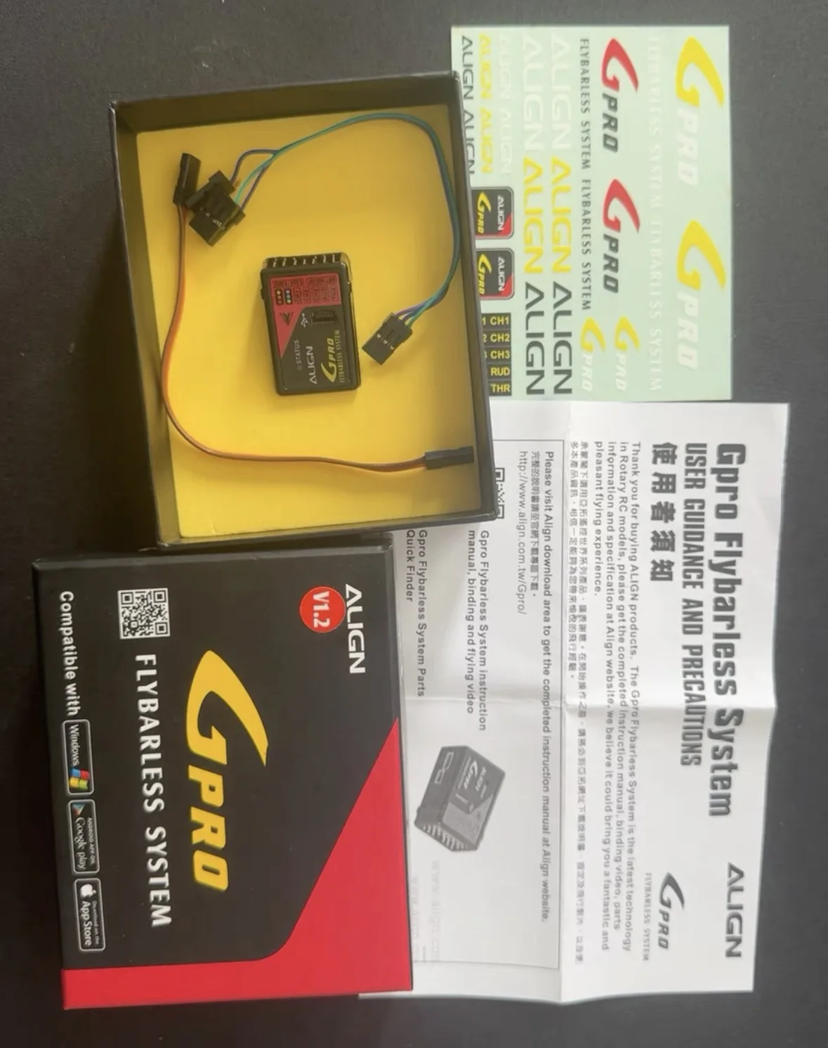 ALIGN GPRO Flybarless System V1.2 – 3-Axis Gyro for RC Helicopters, Compatible with S.BUS/X.BUS, Bluetooth