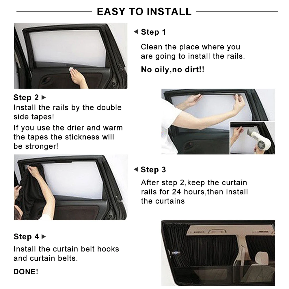 2 stücke Universal Auto Sonnenschutz Seite Fenster Vorhang Auto Faltbare Uv-schutz Schwarz Reinem Tuch Sonnenblende Jalousien Abdeckung auto-Styling – Detail 1