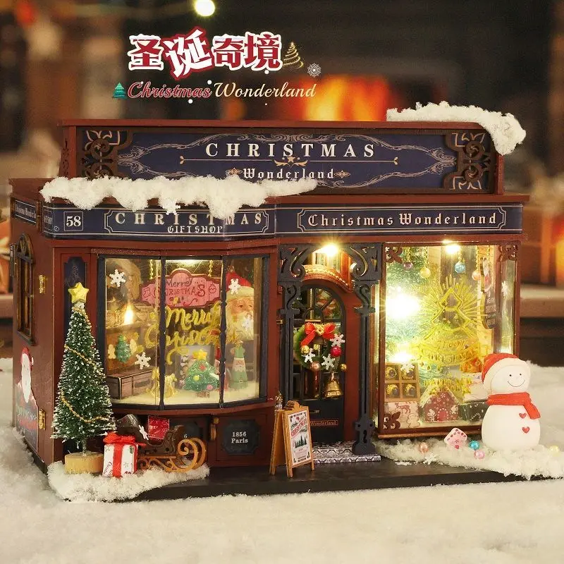 New Diy Wooden Doll Houses Christmas Wonderland Cottage Miniature Model Kit Dollhouse With Furniture For Friends Birthday Gifts