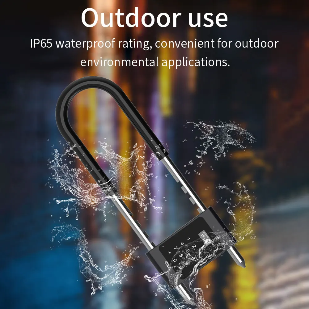 Tuya Electronic Smart Fingerprint Lock U-shaped Password IC Card Lock Glass Door Lock Intelligent U-Type Padlock Electric Latch