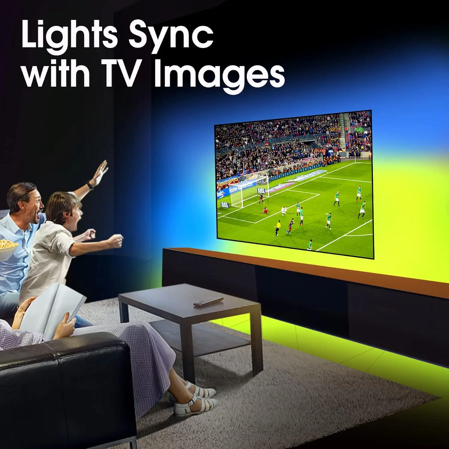 

TV LED Backlight Without Strip Lights with HDMI Sync Box, Game Bedroom Home Decor with Music Sync for 55~65 Inch TVs PC