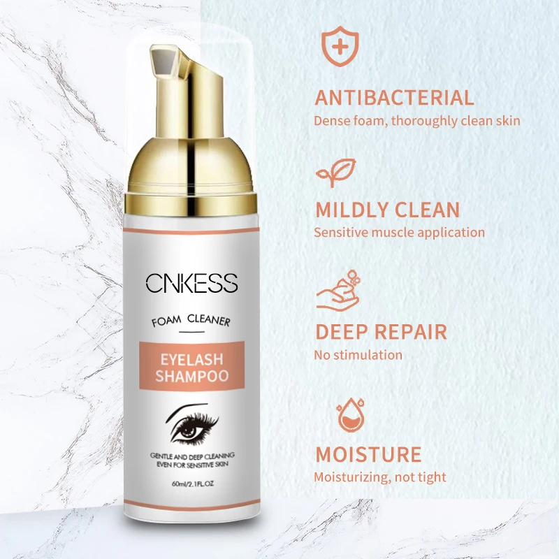 CNKESS Handmade Sensitive Shampoo Kit for Eyelash Cleaning Custom Packaging with Box and Brush Synthetic Eyelash Beauty Cleaner