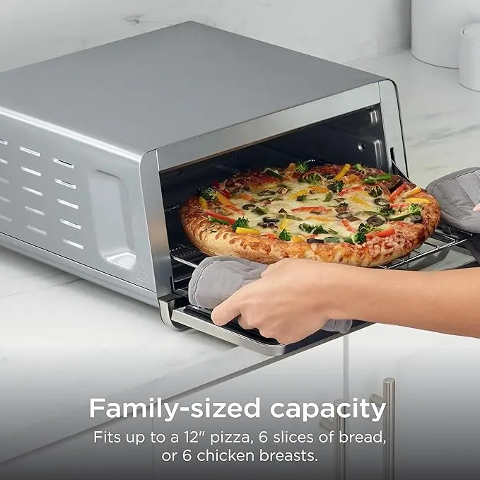 Air Fryer Toaster Oven Combo | 8-in-1 Functionality | Flip up & Away for Storage Space | Air Fry Basket, Sheet Pan, Wire
