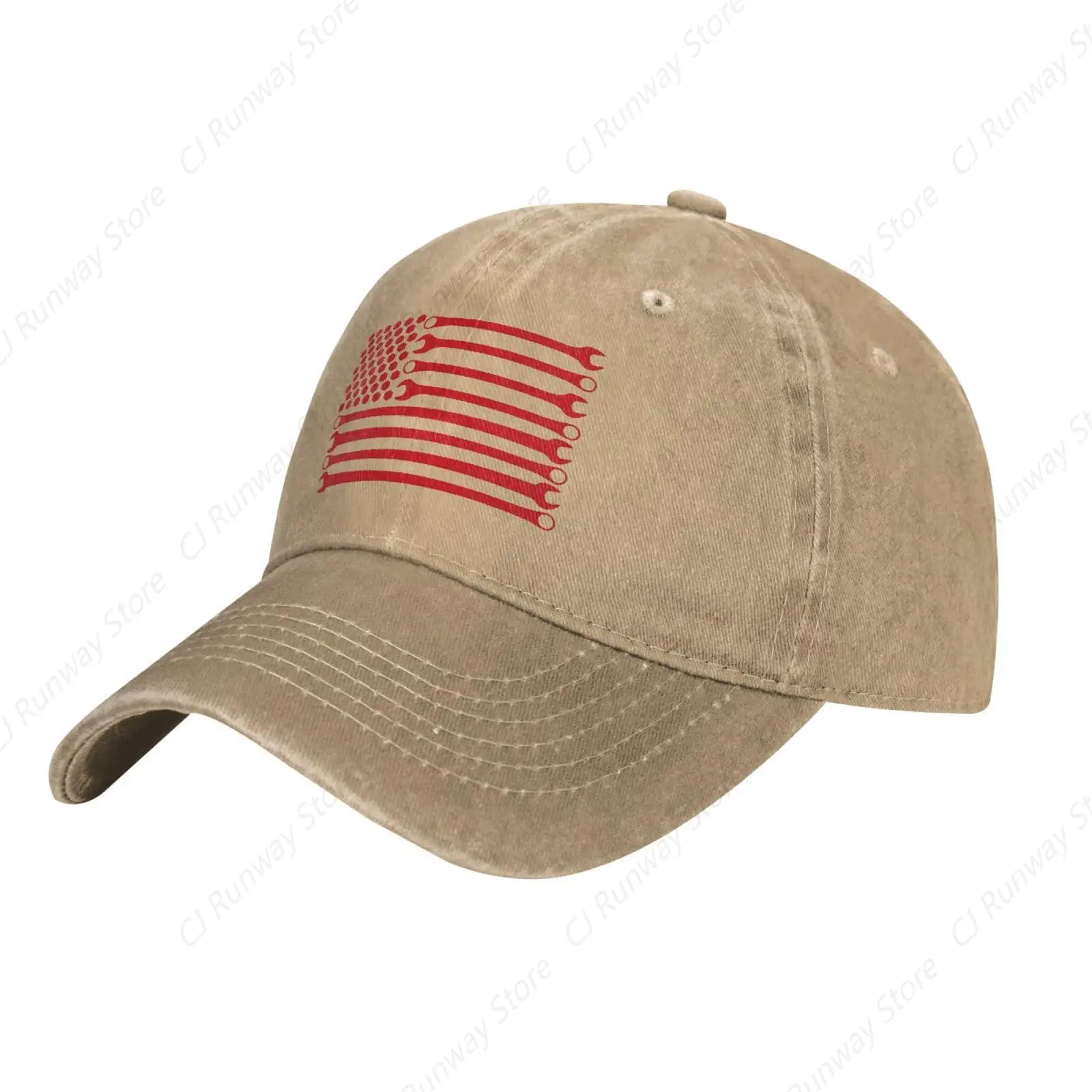 Adult Vintage Trucker Dad Hat,Mechanic DIY Wrench American Flag,Baseball Cap Funny Cowboy Hat