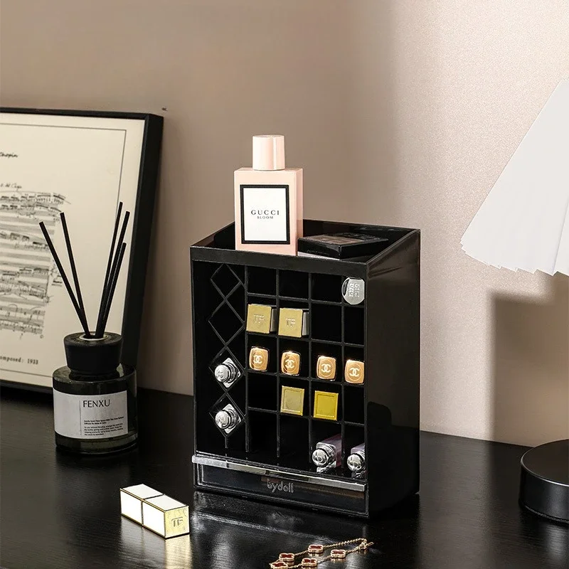 Light luxury lipstick storage box drawer compartmentalized high-end skin care product storage rack removable cosmetics rack