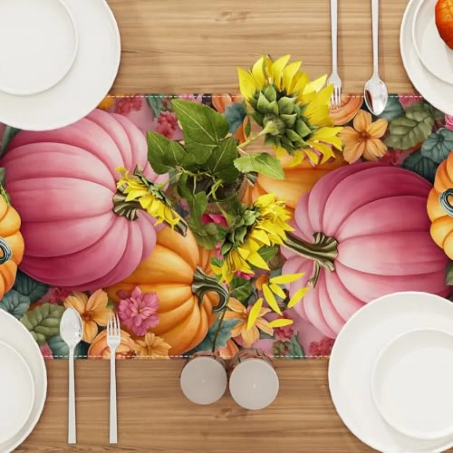 اليقطين الأزهار الخريف الجدول عداء 72 Ih Seasol الخريف الشكر المطبخ غرفة الطعام الجدول زينة للمنزل ديكور الحفلات