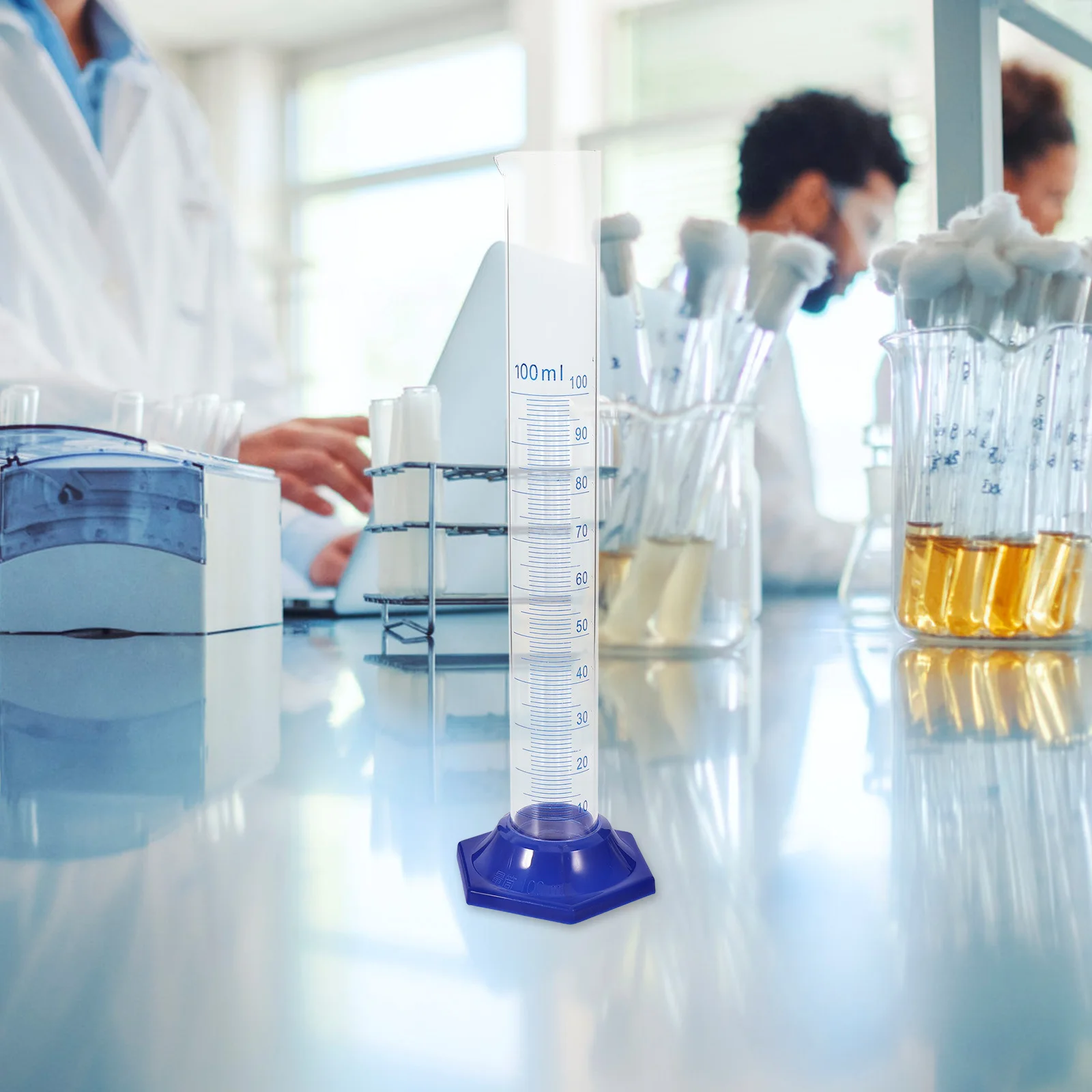 4 قطعة 100 مللي الزجاج تخرج اسطوانة قاعدة مستديرة أسطوانة قياس مختبر معدات الكيمياء مقاومة للحرارة الكيميائية #3