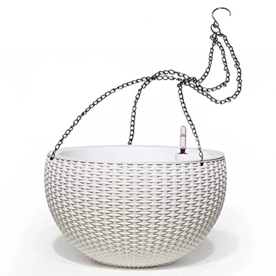 

13,5-дюймовые большие подвесные кашпо с автополивом для дома и улицы, утолщенные подвесные корзины для цветов и растений с индикатором уровня воды