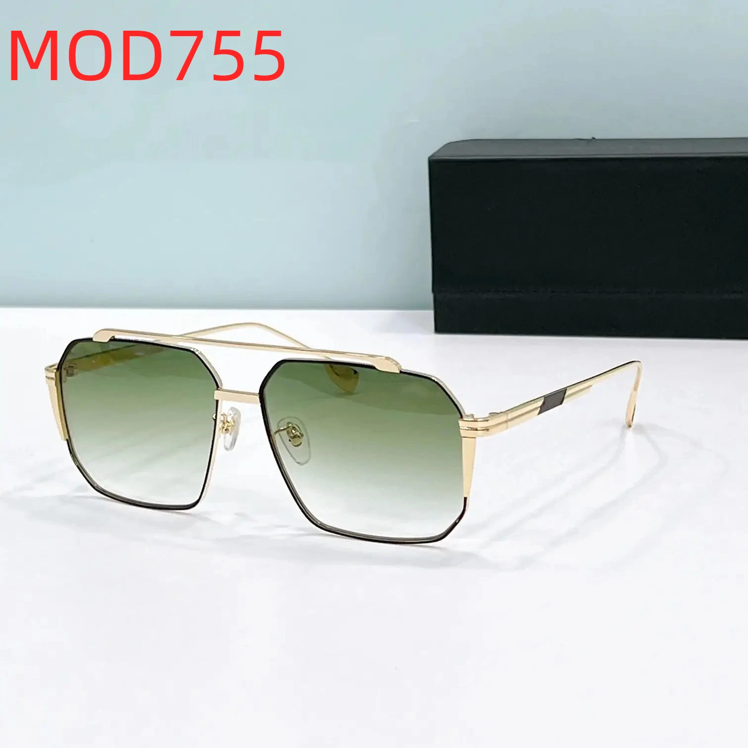 

New Arrival For SK CAZA MOD755 Gradient Green Lenses Men Eyewear Top Quality Luxury Gold Alloy Frame Square Women Sunglasses