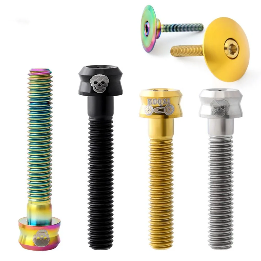 M6x30/35mm Bicycle Stem Top Cap Screw Titanium Alloy Colorful Bicycle Headset Top Cap Bolt Vacuum Plating Ultra-light