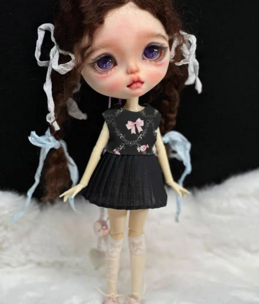 2024 fashion Style clothes blythe doll outfit dress black 1/6 30cm BJD anime girl (Fit for Pullip,Ob22/24/26, Licca)