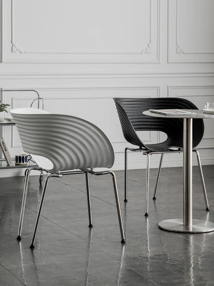 Stoel Eenvoudig Huis Plastic Rugleuning Armsteun Designer Eetkamerstoel