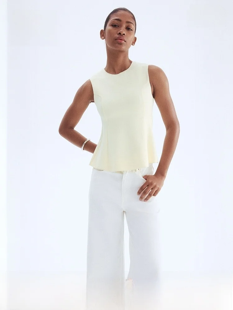 

H & M женская двусторонняя тканевая юбка, жилет, новое поступление лета 29580, эластичный пояс из смеси полиэстера, удобная посадка