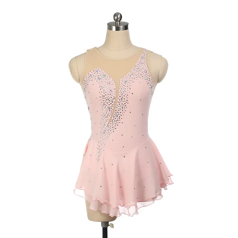 personalizzato bambino adulto pattinaggio di figura costume ragazze prestazioni competizione vestito bianco balletto tuta body da balletto per le donne