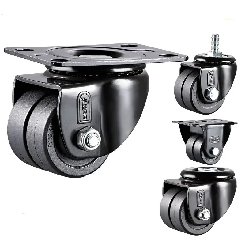 Low Center Of Gravity Casters With Double Row Wheels,1.6inch,FOR Heavy Maching,High Load Bearing ,Wear-Resistant Mute