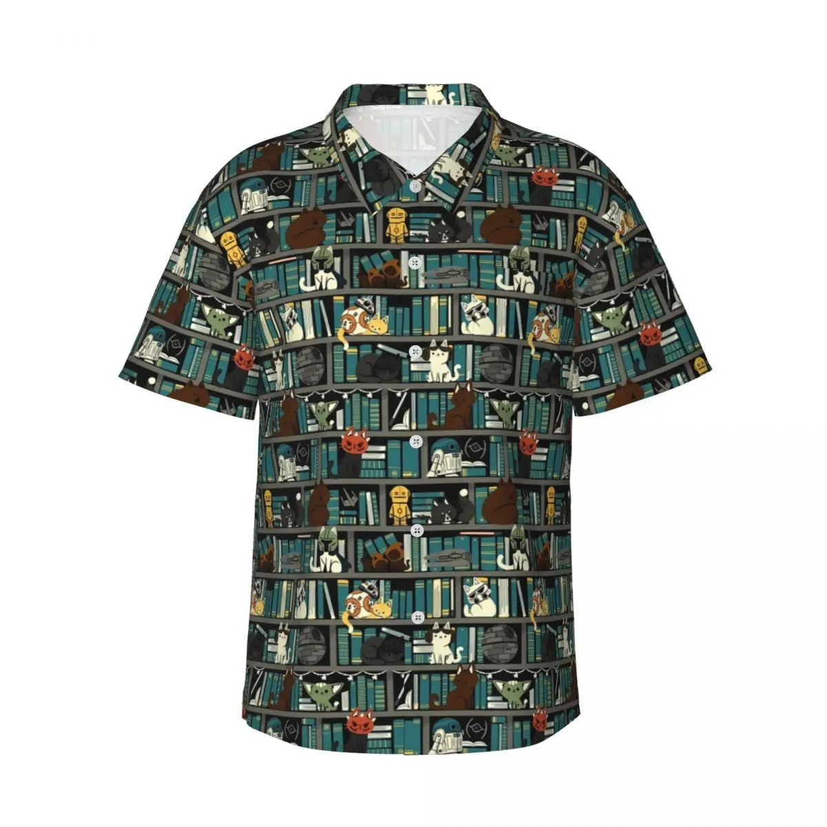 Library Cats Beach Shirt Kitten Wars Hawaiian Casual Shirts Men Trendy Blouses Short Sleeves Streetwear Custom DIY Clothes