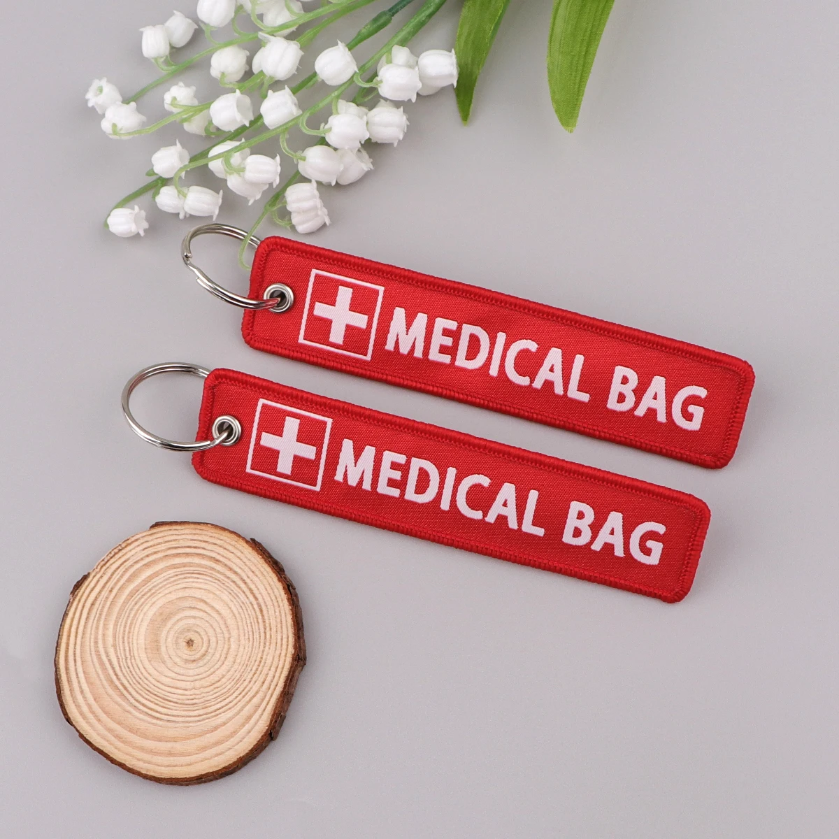 Warning Quotation Embroidery Key Fob Key Tag For Motorcycles Backpack Keychain Fashion Keyring Gifts for Men Women Accessories