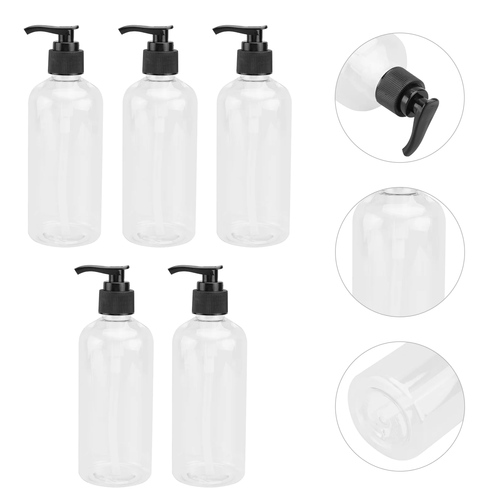 

5 Pcs Press Pump Mini Travel Squeeze Bottles Refillable Subpackaging for Body Wash Liquid Storage for Home Use