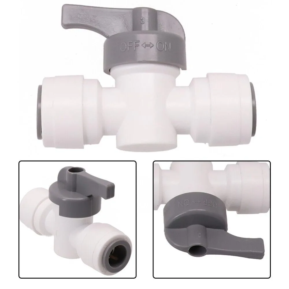 Grey Reliable Shut Off Valve High Quality for John Guest Acetal Copolymer Water Purifier Joint 3/8 Inch OD Stop Tap