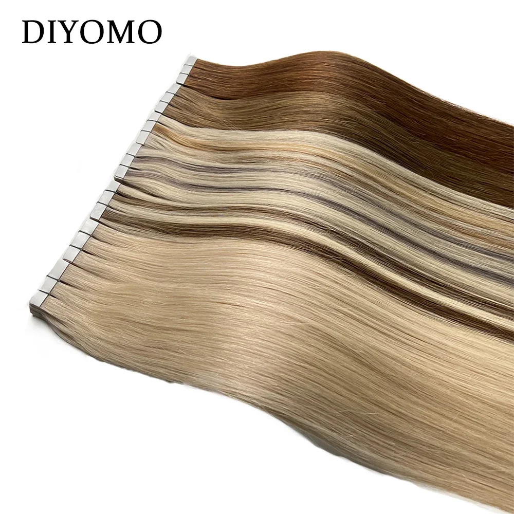 DIYOMO real hair extensions 100% Remy extensions 50g natural color straight hair extensions invisible seamless extensions