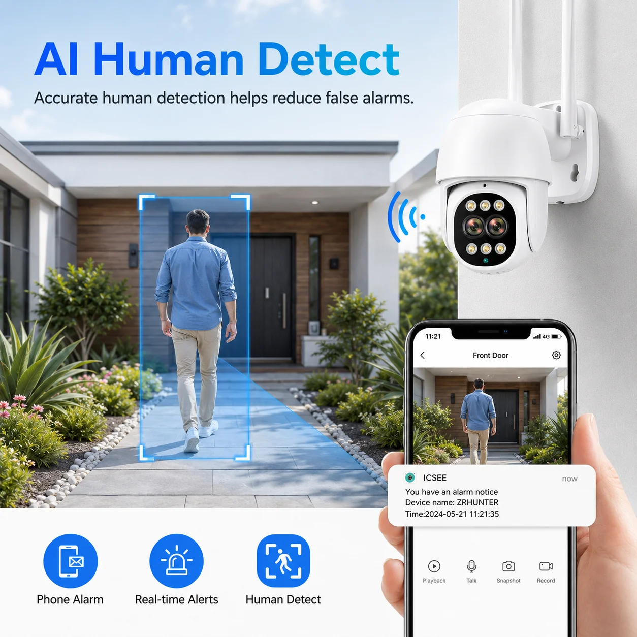 5MP 16CH WiFi NVR Security Camera System 4/8 Dual Lens 8MP PTZ Cameras 10X Digital Zoom Human Detection Audio Record EseeCloud
